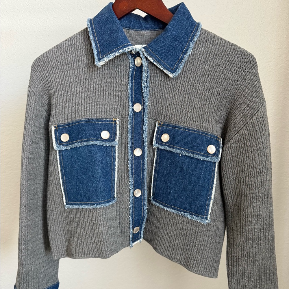 Sandro Denim and knitwear coatigan